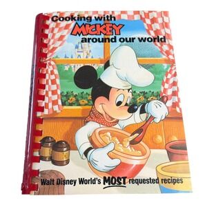 Vintage 1986 Cooking with Mickey Around Our World Walt Disney World Cookbook
